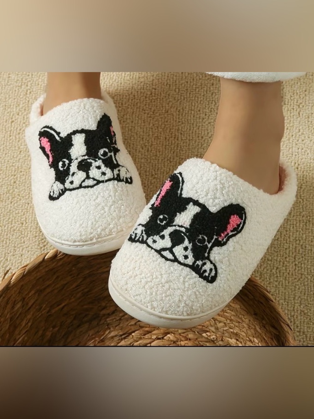 COMFY BOSTON TERRIER SLIIPERS